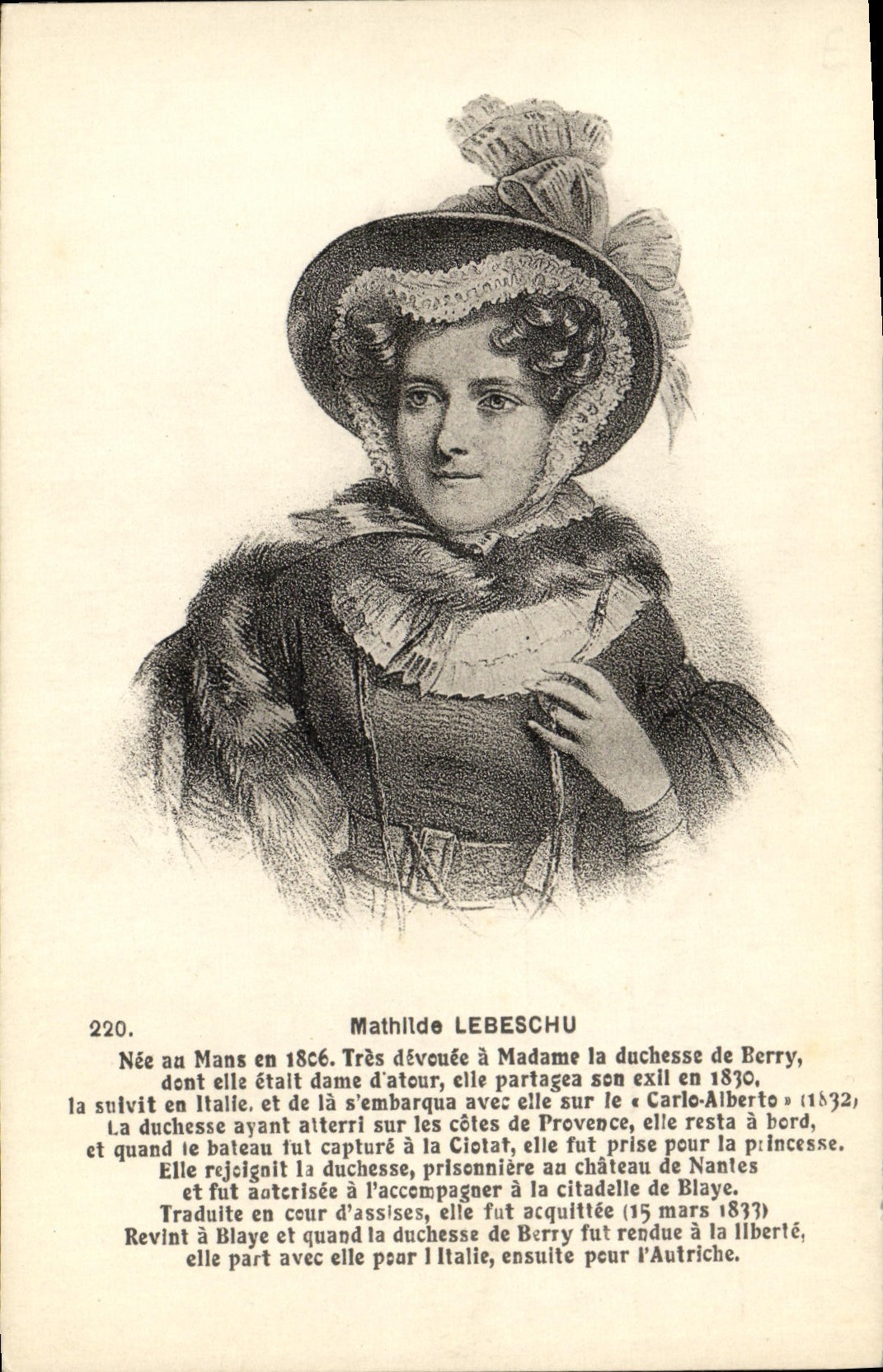 CPA Mathilde Lebeschu liee a la duchesse de Berry