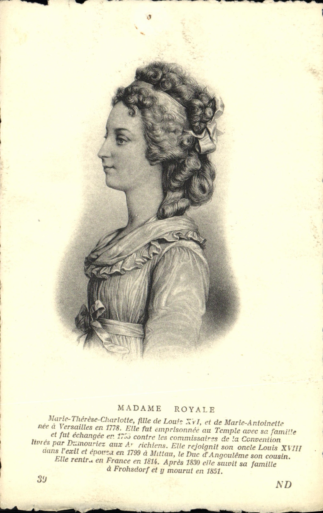 CPA Madame Royale fille de Louis XVI