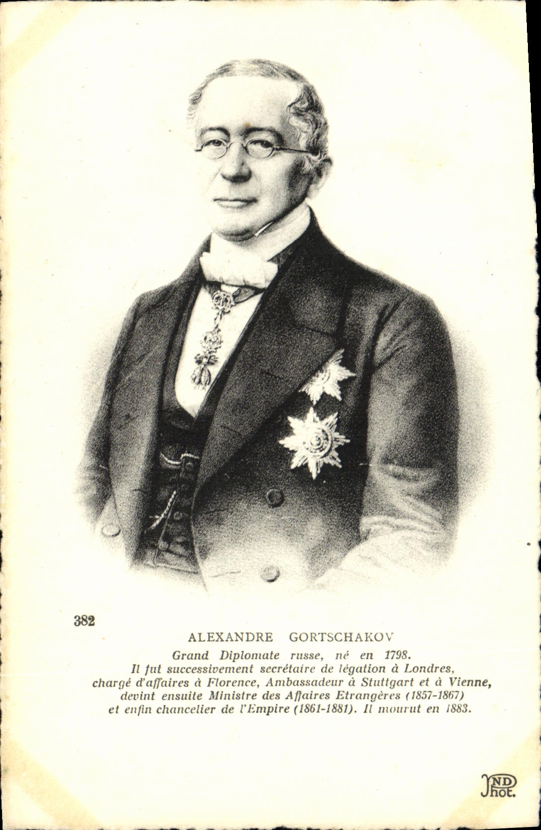 CPA Alexandre Gortschakov Grand diplomate russe Russie Russia