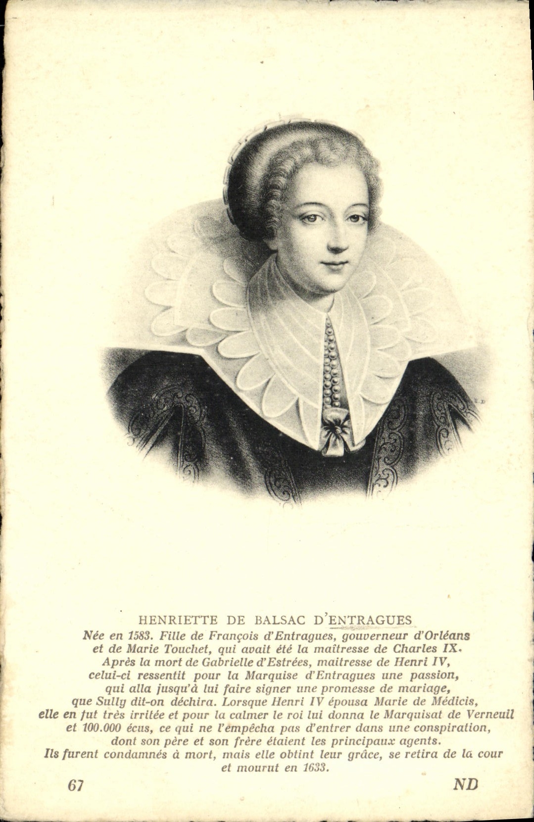 CPA Henriette De Balsac D'Entragues 