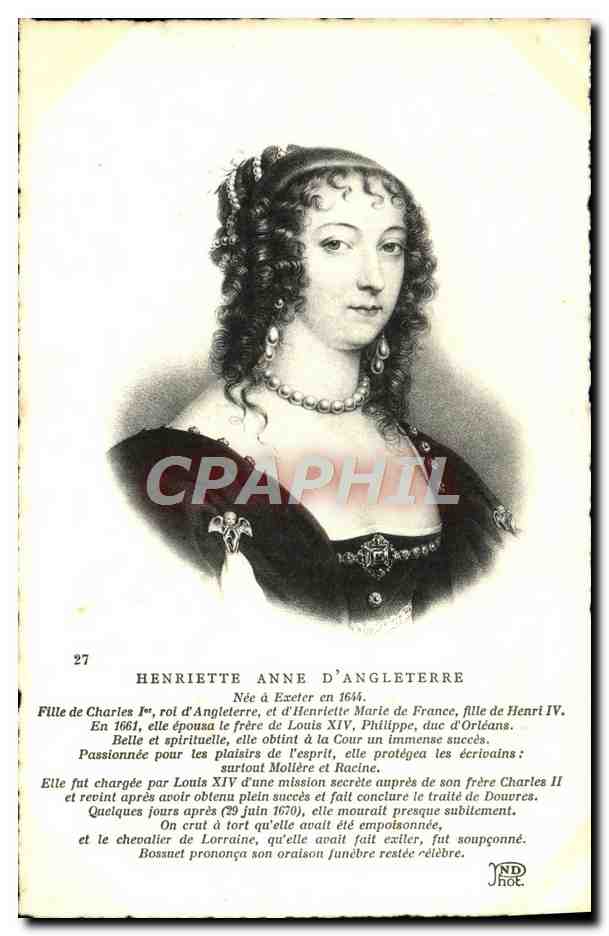 CPA Henriette Anne D'Angleterre Fille de Charles 1er roi d'Angleterre