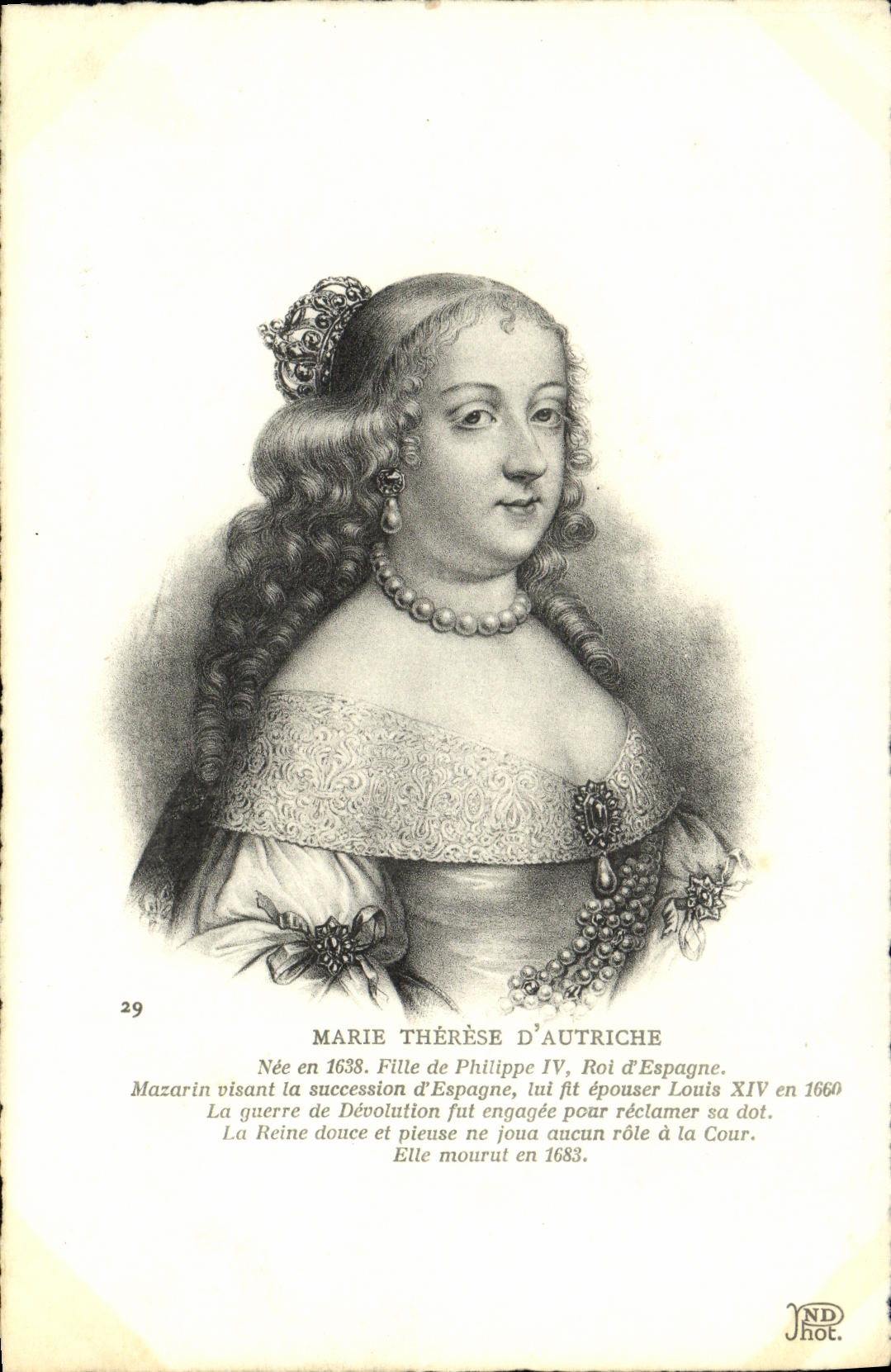 CPA Marie Therese D'Autriche fille de Philippe IV roi d'Espagne 