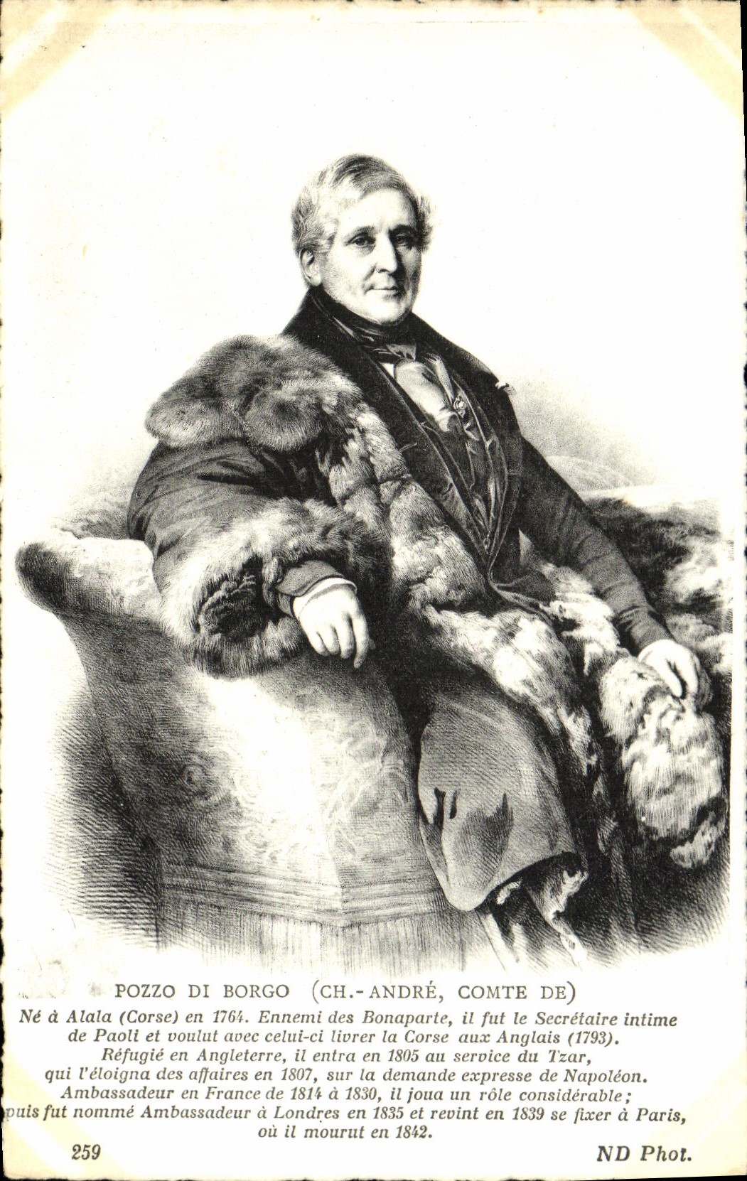 CPA Pozzo Di Borgo Ne a Alaia Corse Ennemi des Bonaparte Napoleon