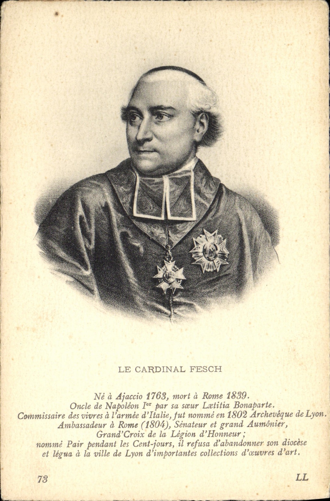 CPA Cardinal Fresch Ajaccio Corse Corsica Oncle de Napoleon 1er