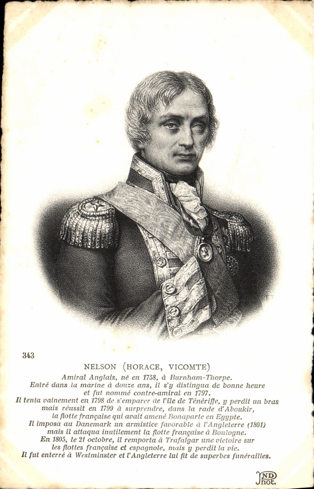 CPA Nelson Hotace Vicomte Amiral anglais 
