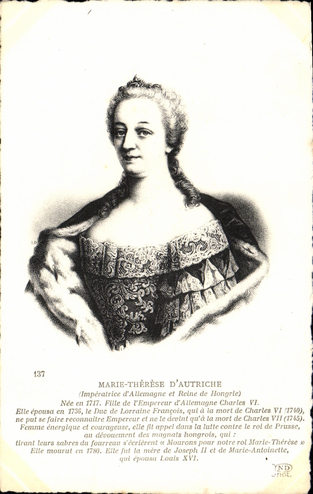 CPA Marie Therese d'Autriche Imperatrice d'Allemagne et Reine de Hongrie