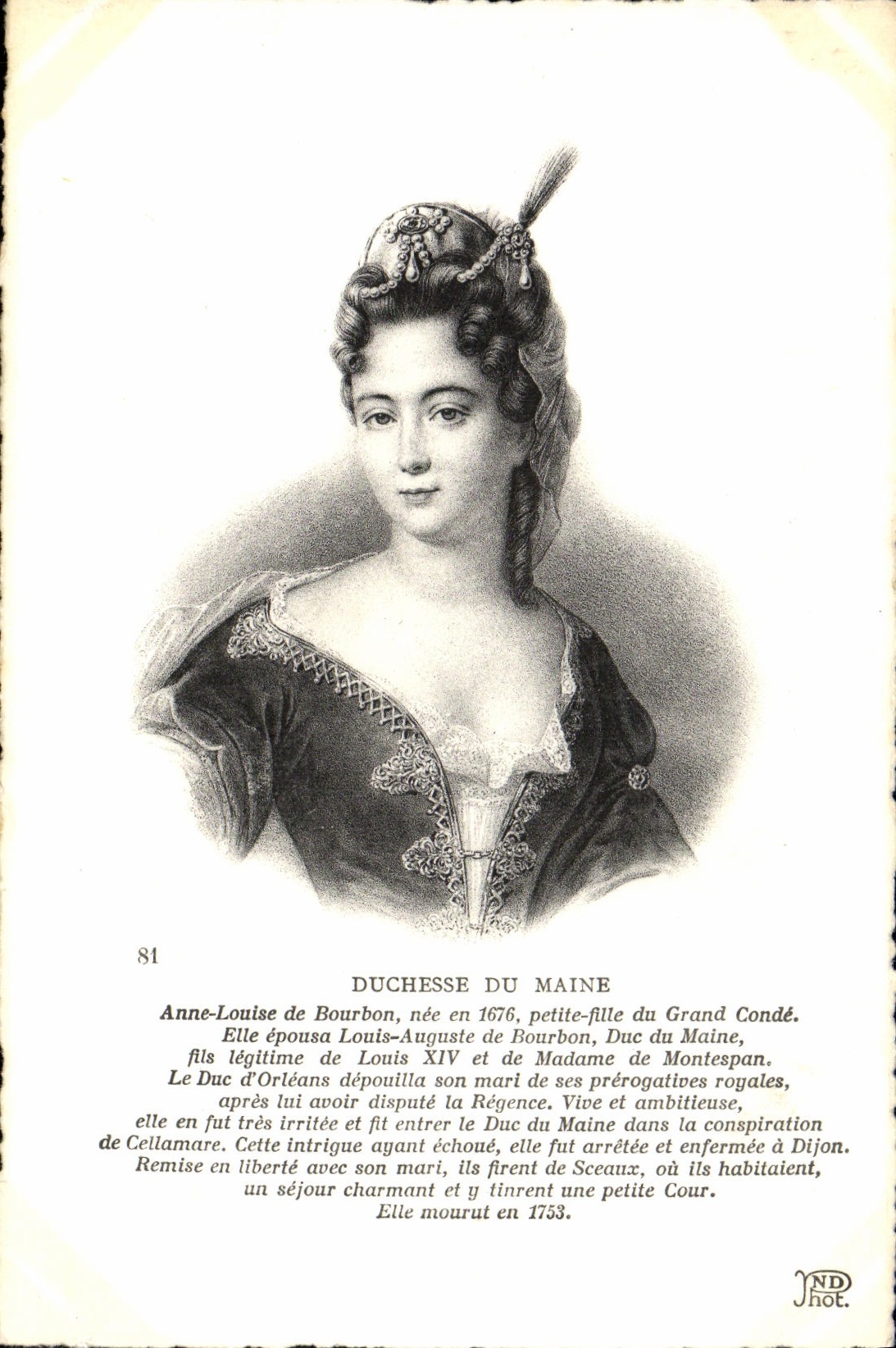 CPA Duchesse du Maine Anne louise de Bourbon 