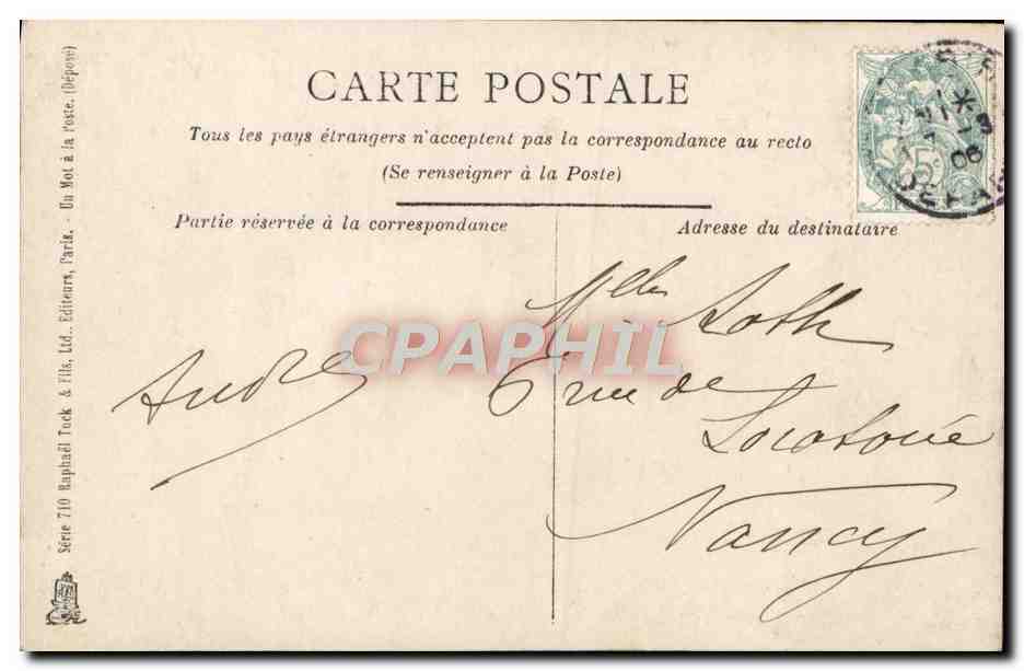 Jeune femme en robe à corset — studio Moreau — série 710-2, éditeur Mignonn, Paris — Rückseite
