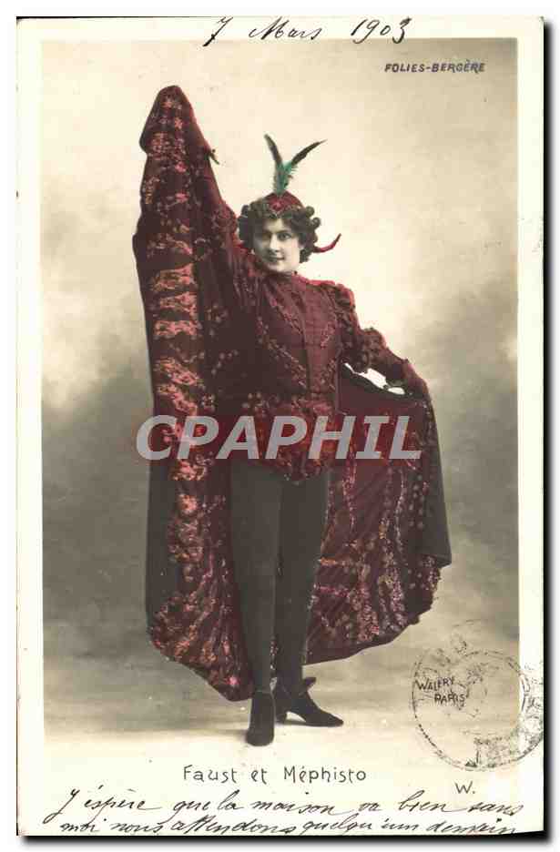 Sujet : Faust et Mephisto — Folies-Bergère, Paris — éditeur Walfray, Paris, n° de série 1903