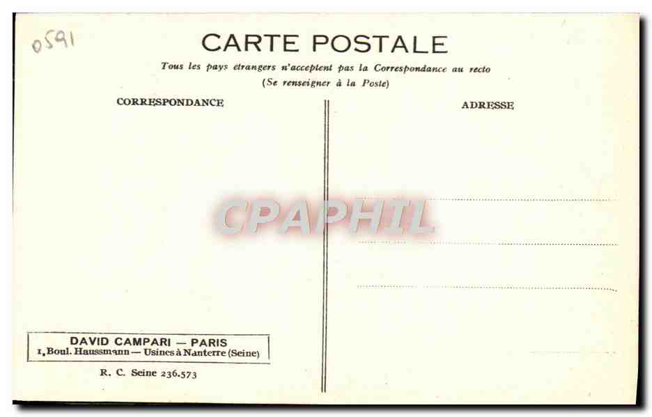 CPA Jacqueline Francell Publicite Campari — Rückseite
