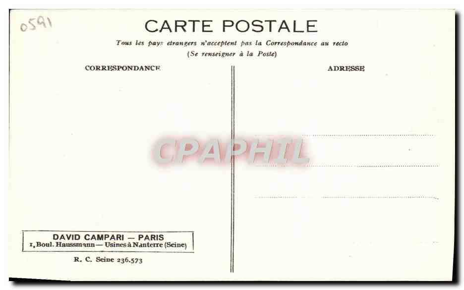 CPA Duvalles Publicite Campari — Back