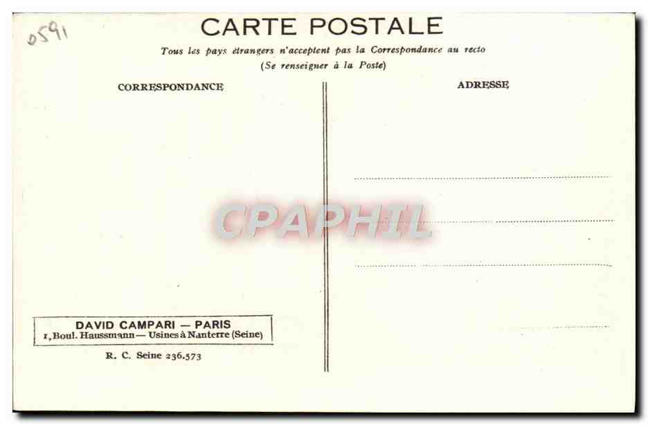 CPA Dolly Davis Publicite Campari — Rückseite
