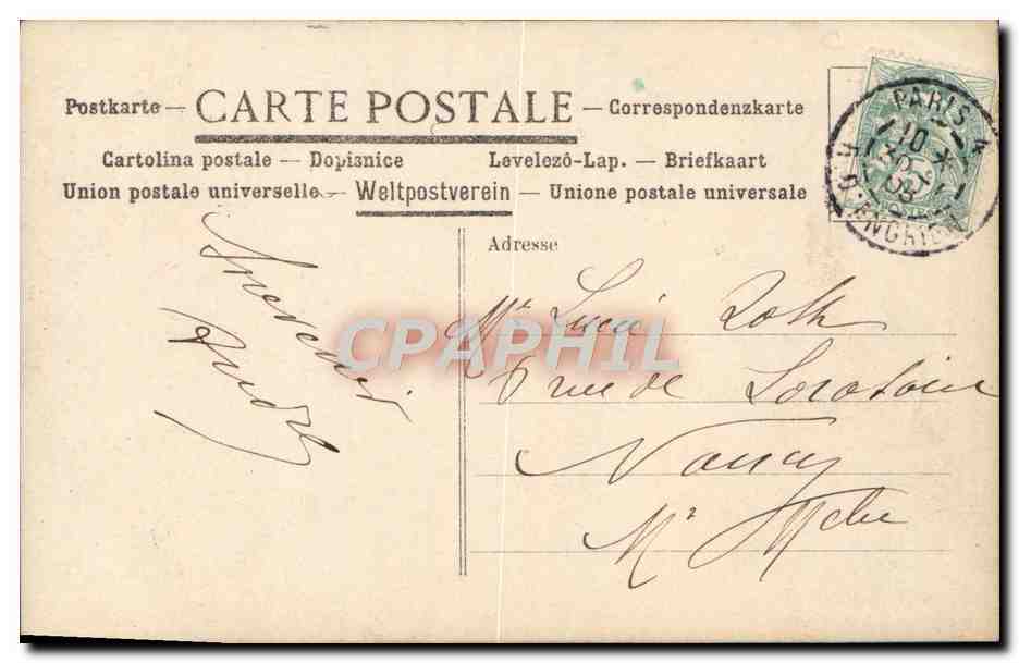 CPA Fantaisie Sarah Bernhardt L'aiglon — Verso