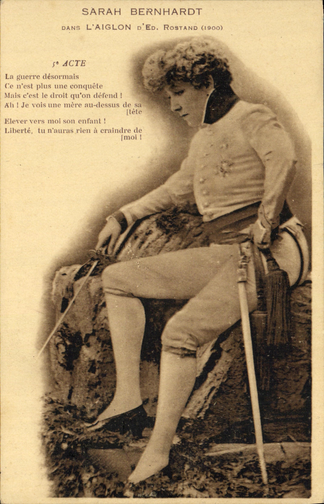 CPA Fantaisie Sarah Bernhardt L'aiglon