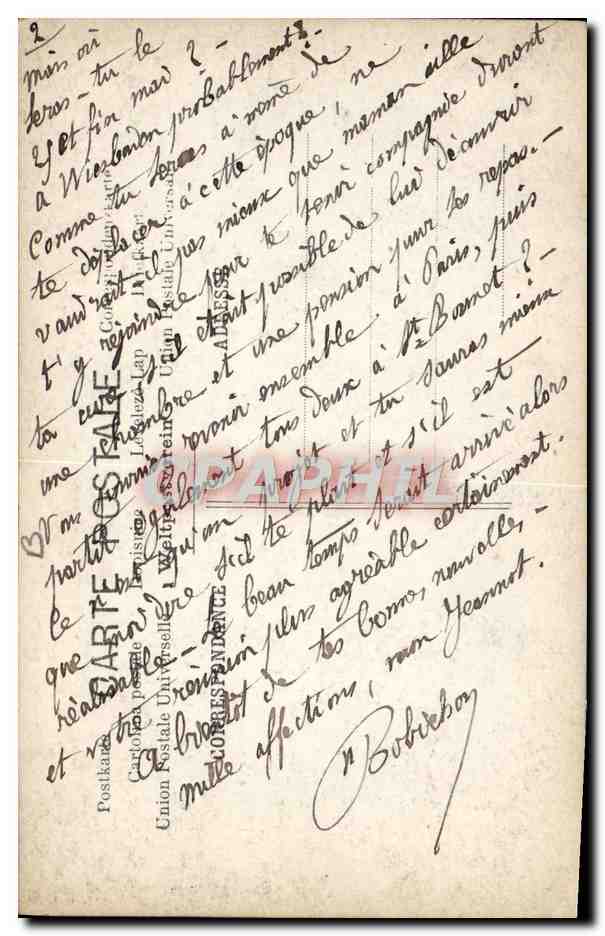 CPA Fantaisie Sarah Bernhardt L'aiglon — Verso