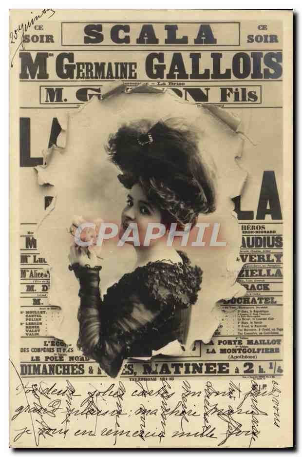 Mme Germaine Gallois — spectacle au Scala — éditeur L. Bruns, n° de série non visible