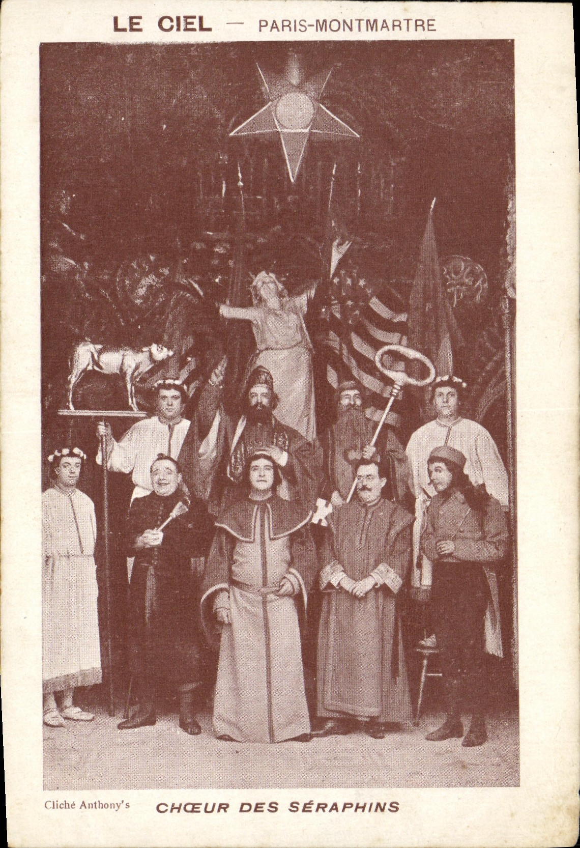 CPA Fantaisie Le ciel Paris Montmartre Choeur des Seraphins