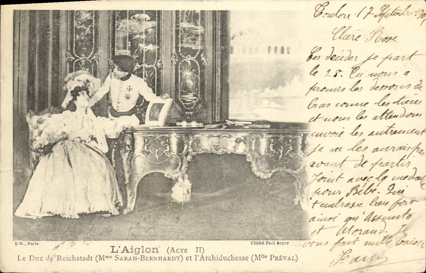 CPA Theatre L'Aiglon Duc de Reichstadt Sarah Bernhardt et l'archiduchessse Mlle preval 