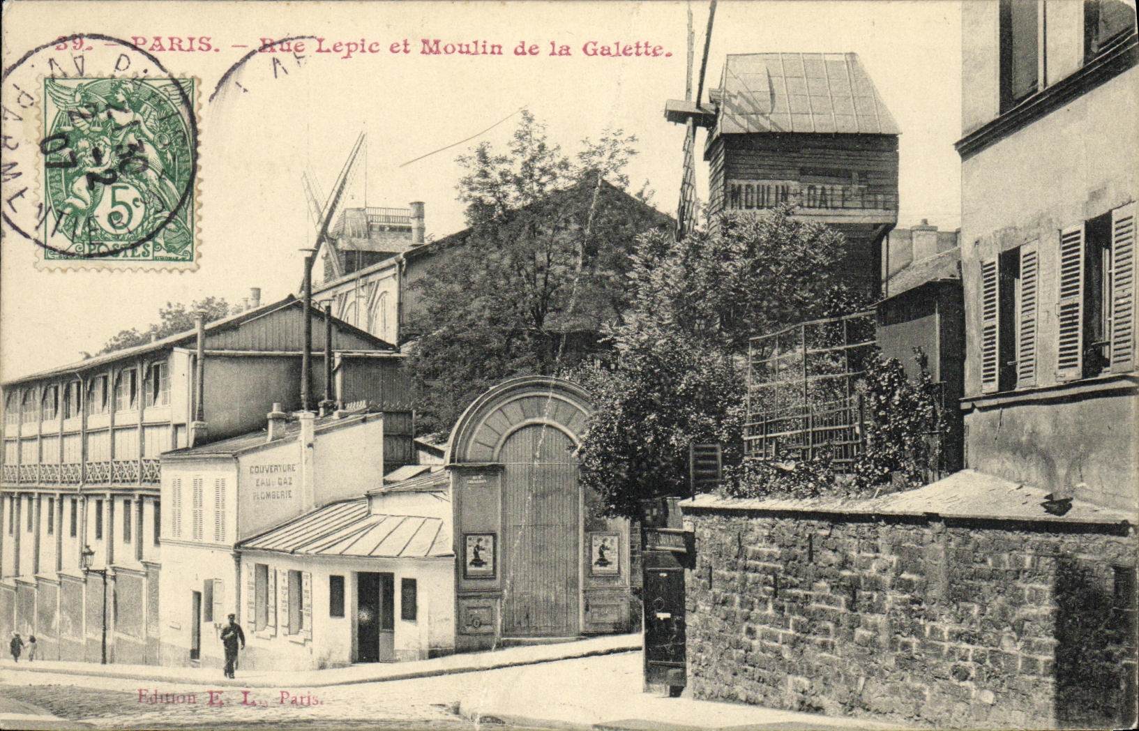 CPA Paris Rue Lepic et Moulin de la Galette