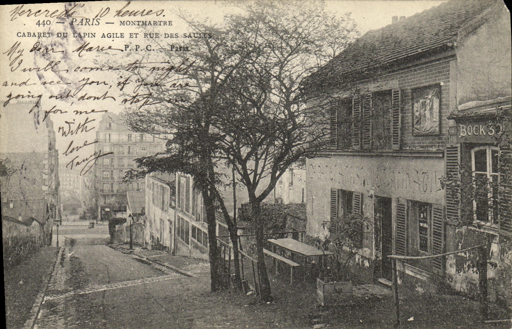 CPA Paris Montmartre Cabaret du Lapin Agile et rue des Sauts 