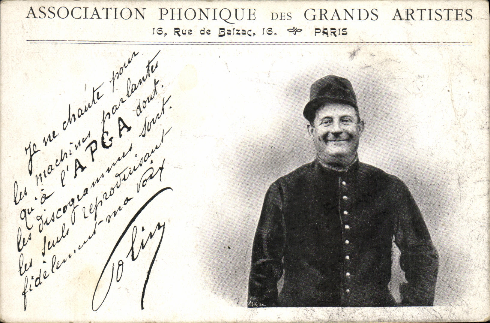 CPA Theatre Association phonique des Grands Artistes Rue de Balzac Paris