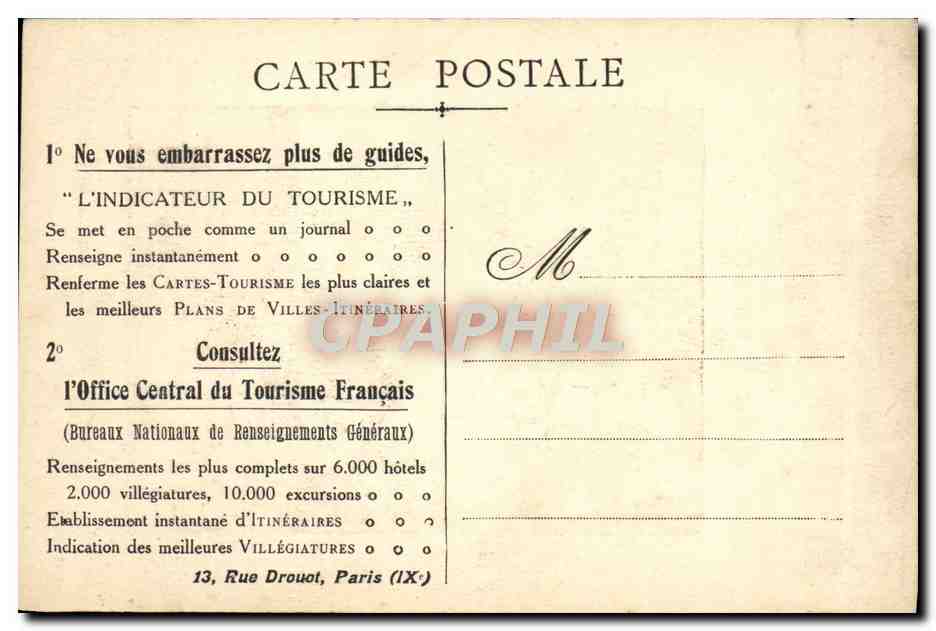 CPA Visitez la France Rue Drouot Paris  — Verso