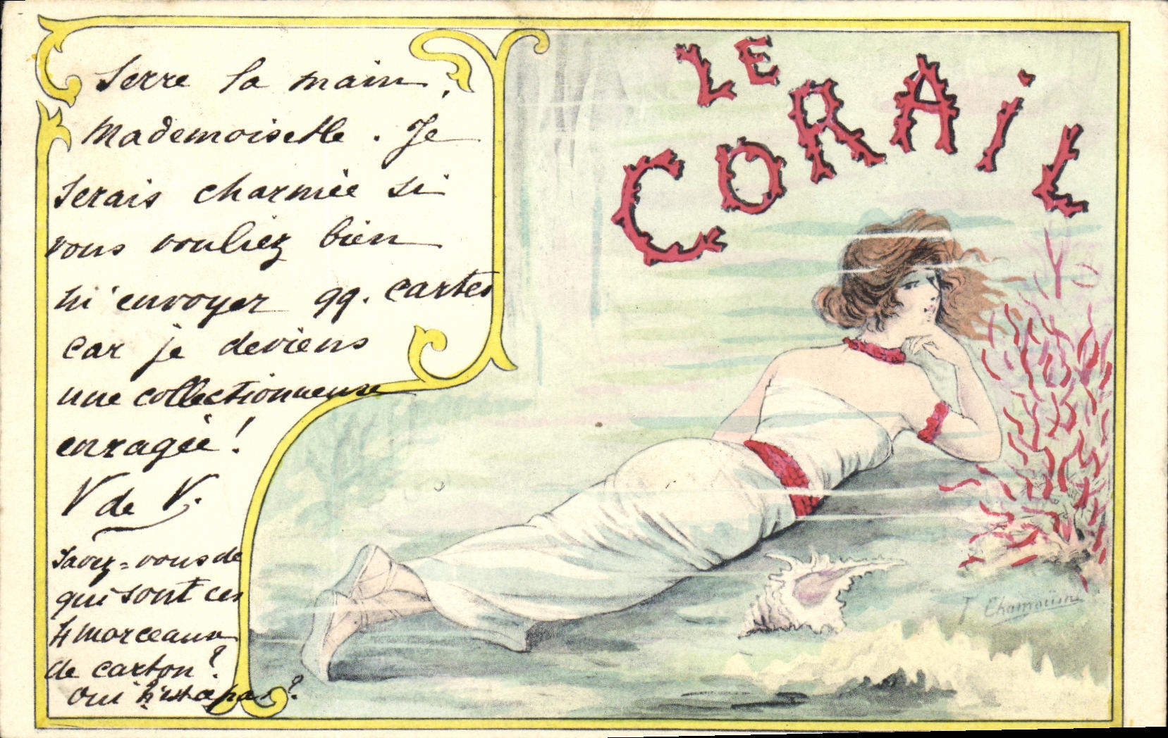CPA Fantaisie Femme Le corail Chamouin