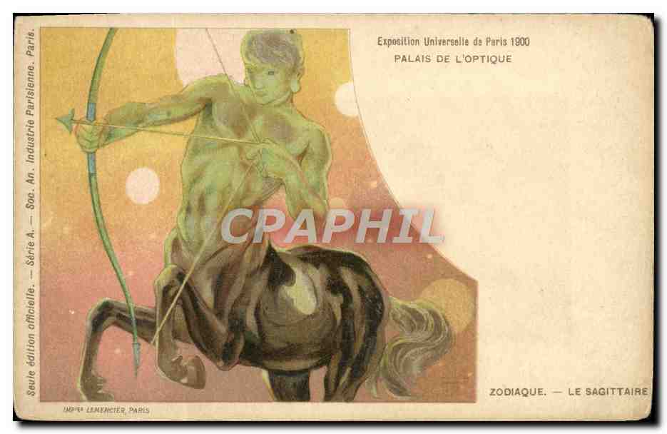 CPA Fantaisie Palais de l'optique Exposition universelle de Paris 1900 Zodiaque Le Sagittaire 