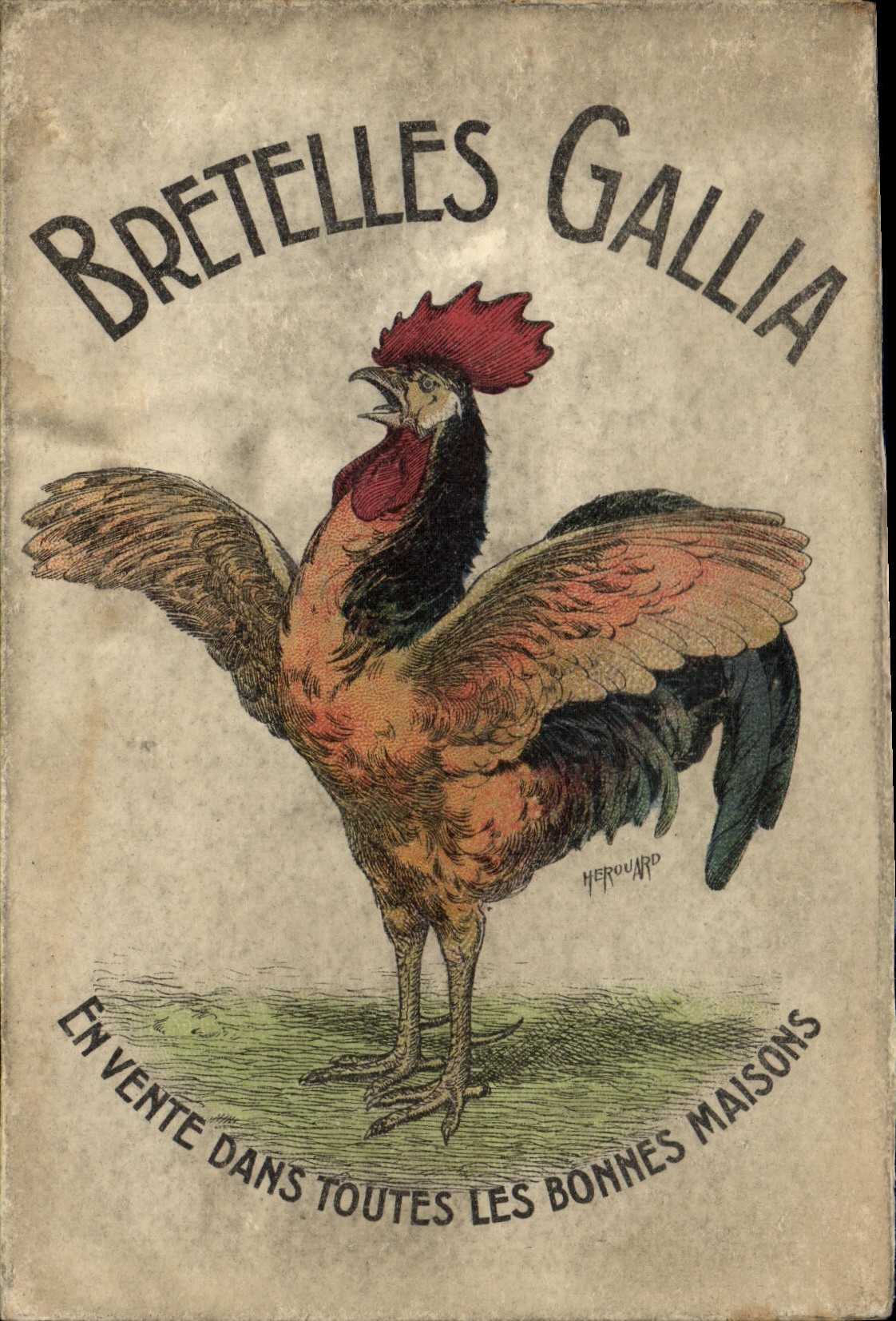 Carton Fantaisie Bretelles Gallia Coq Publicite Galinace