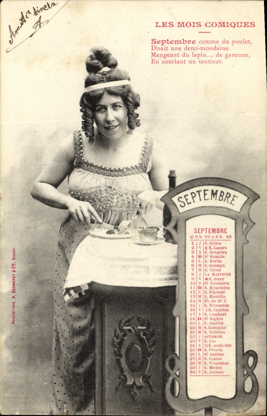 Septembre — Les Mois Comiques — Phototype A. Benenat & Cie, Nancy