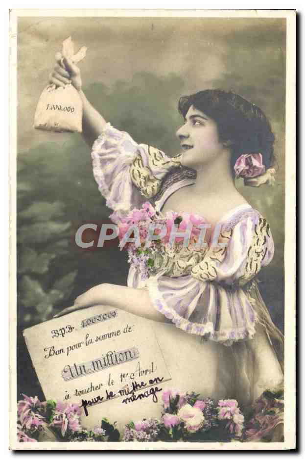Femme tenant un sac de 1 000 000 à toucher le 1er avril pour le mariage — B.P.B. 400-3009