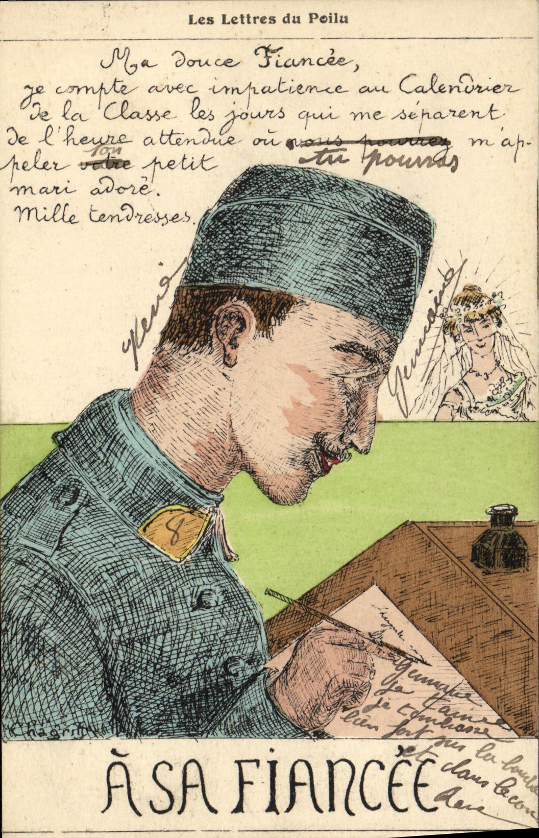 CPA Fantaisie Les lettres du poilu Militaria 