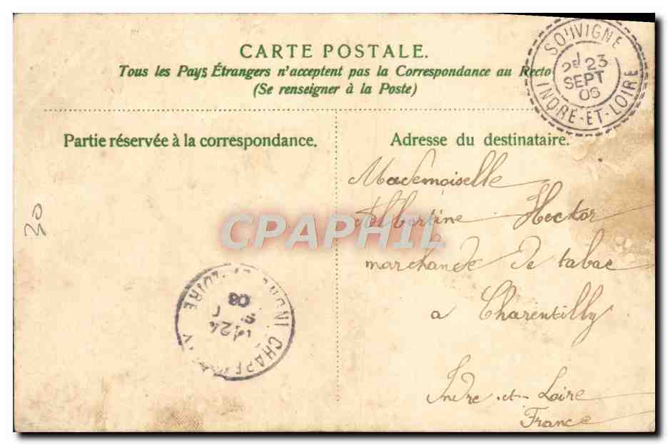 CPA Fantaisie Fleurs lettre Lune  — Verso
