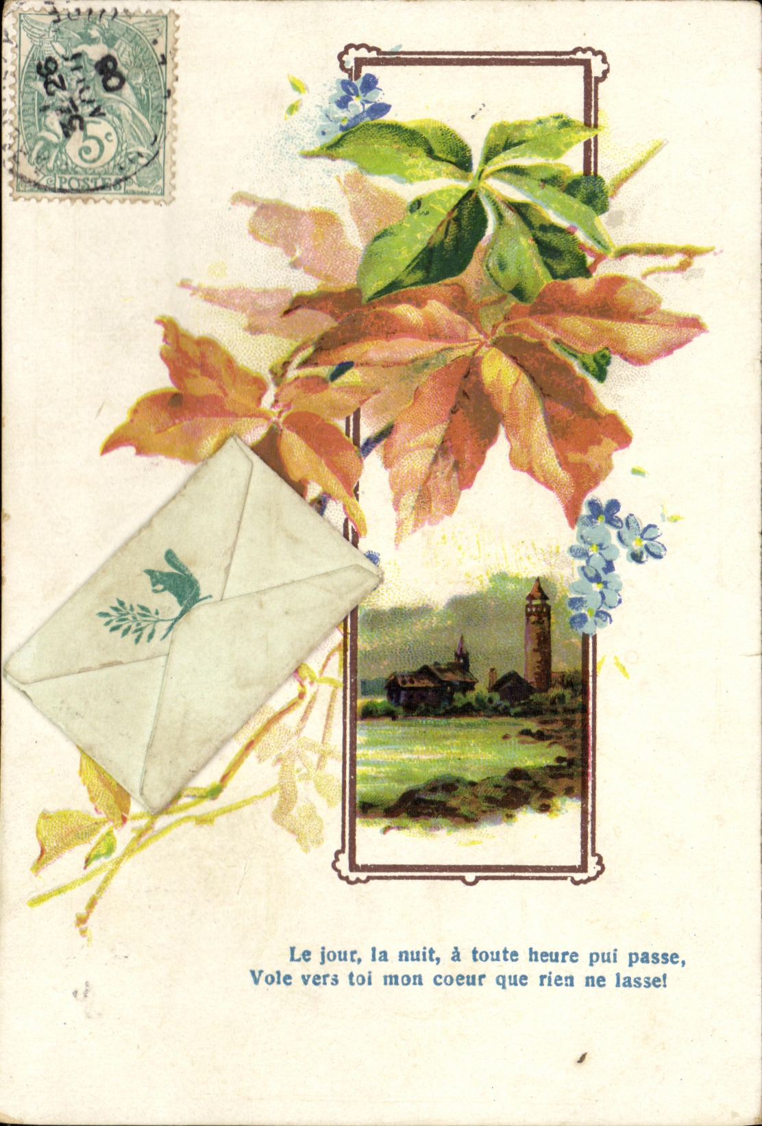 CPA Fantaisie Fleurs Lettre