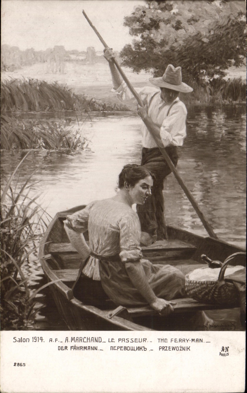 CPA Fantaisie Salon 1914 Marchand Le passeur 