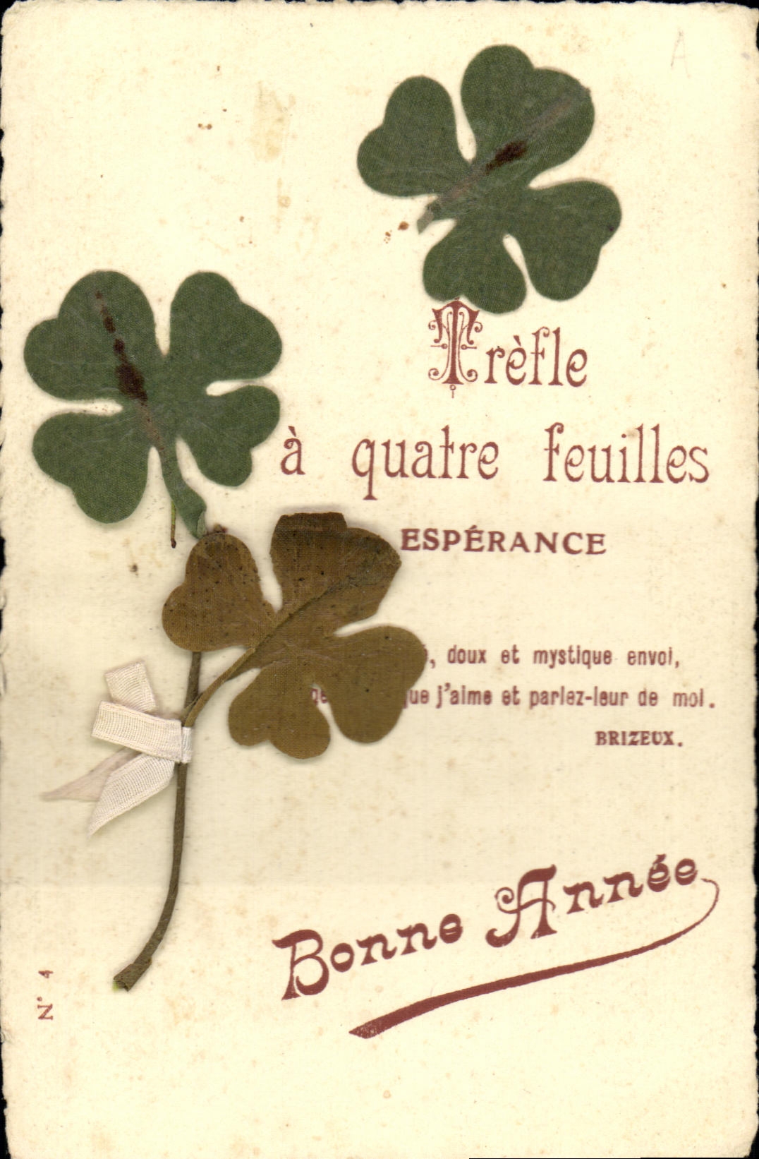 CPA Fantaisie Fleurs Trefles Fleurs sechees en tissu
