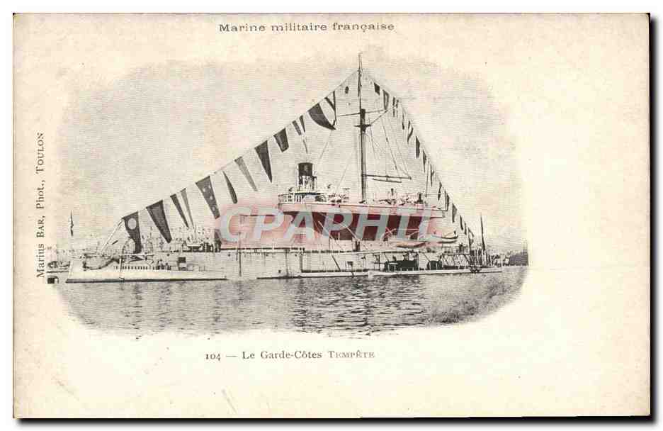 CPA Bateau Le garde cotes Tempete