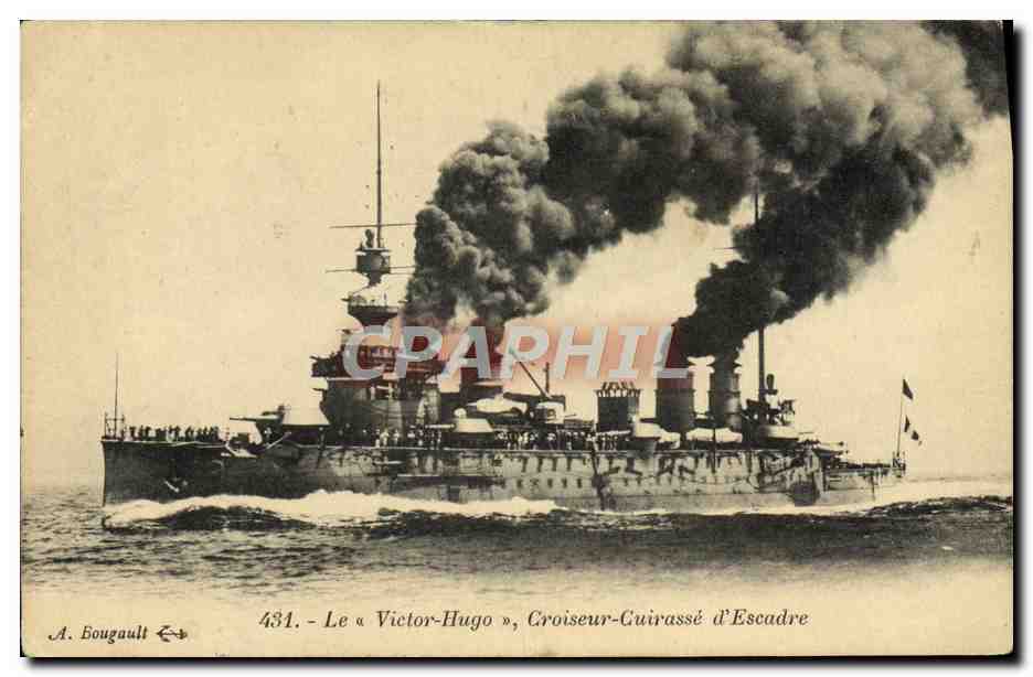 CPA Bateau Guerre La Victor Hugo Croiseur Cuirasse d'escadre 
