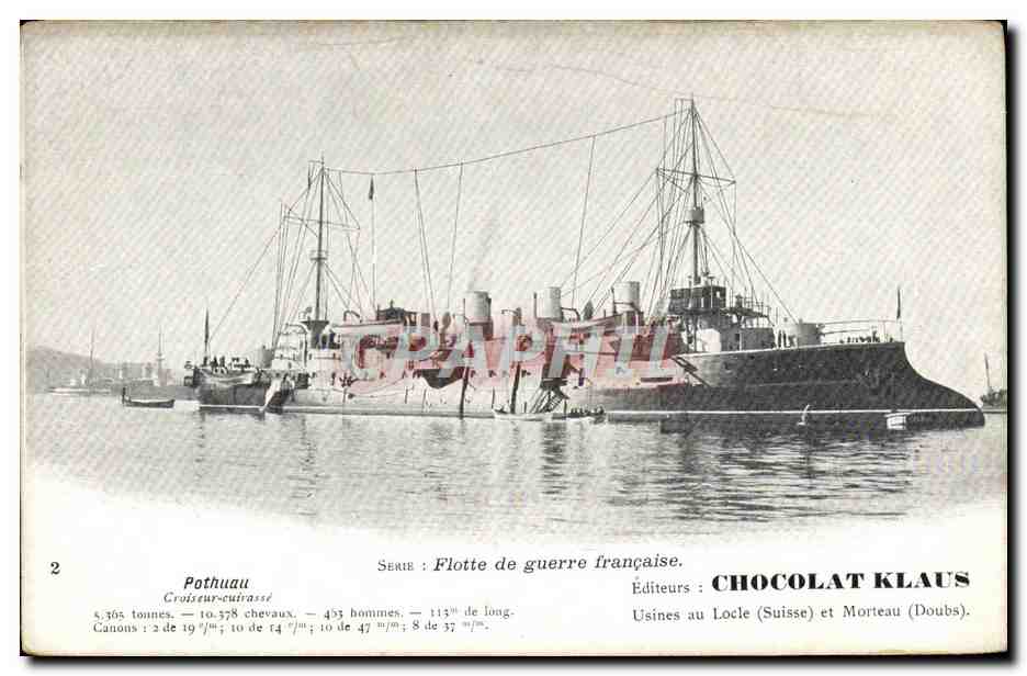 Croiseur-cuirassé Pothuau — Flotte de guerre française — Éditeurs CHOCOLAT KLAUS