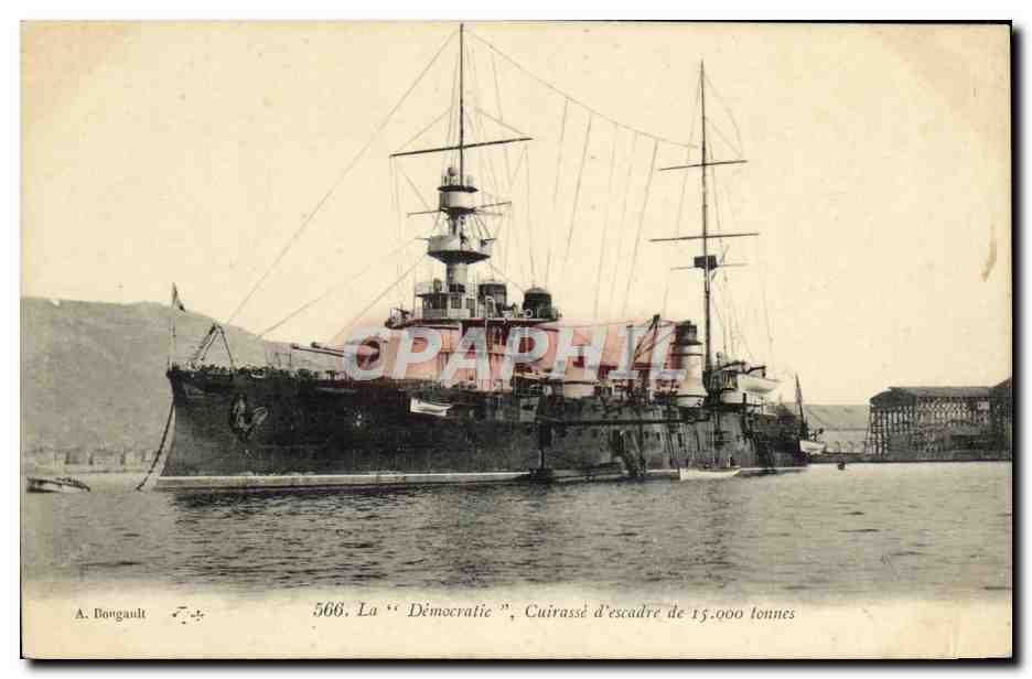 CPA Bateau La Democratie Cuirasse d'escadre 