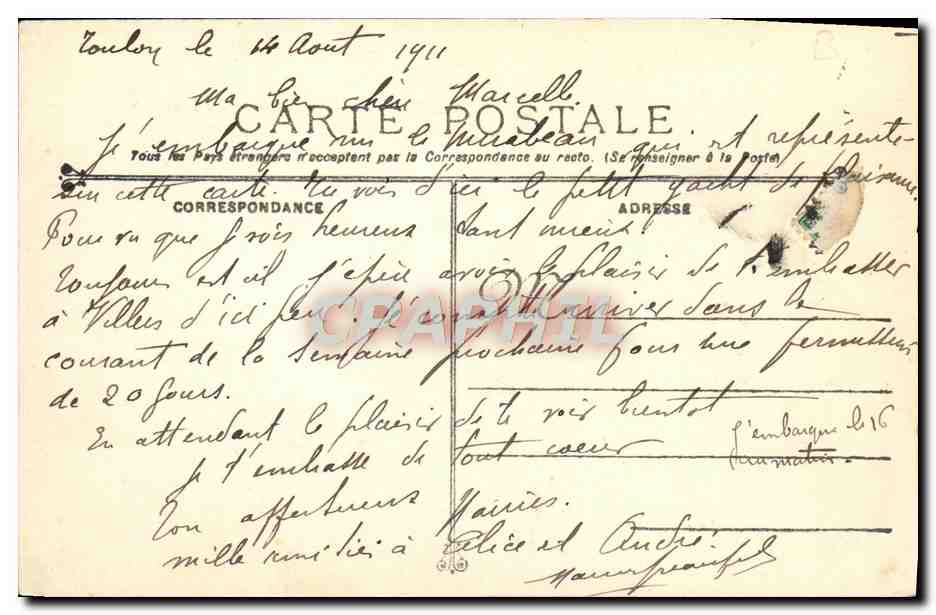 CPA Bateau Mirabeau Cuirasse d'escadre a turbines — Verso
