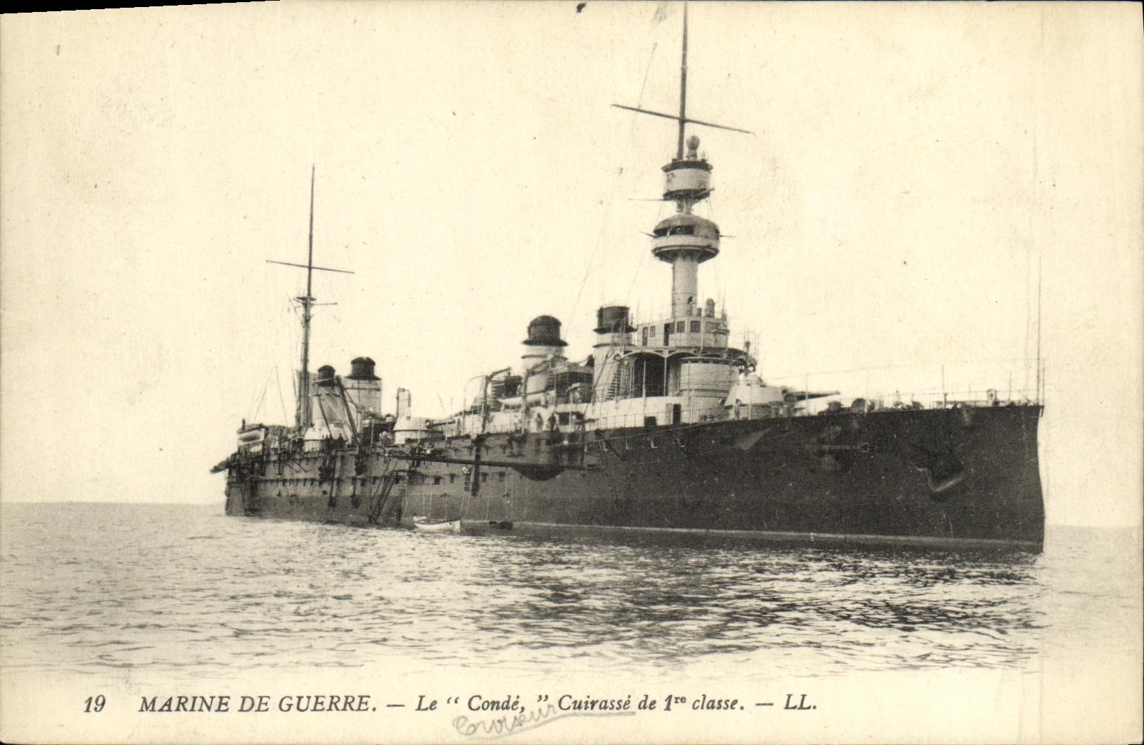 Marine de guerre — Le "Condé", cuirassé de 1ère classe — LL. — Éditeur LL.