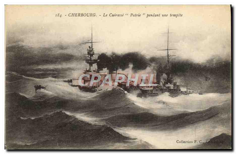 CPA Bateau Cuirasse Patrie pendant une tempete