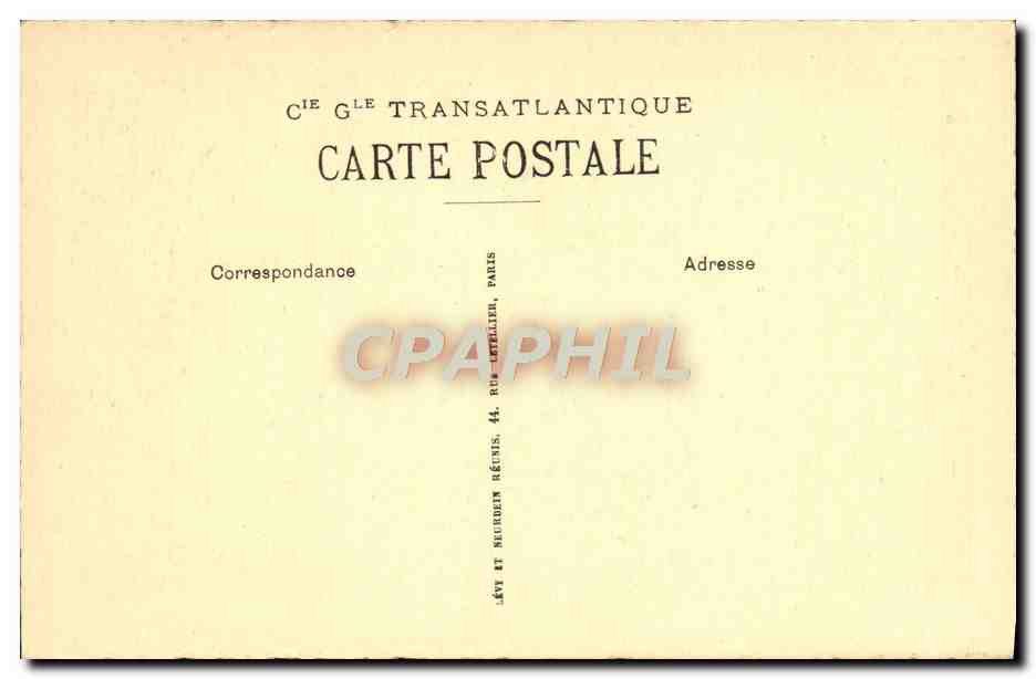 Fumoir de 1ère Classe — Paquebot * PARIS * — Cie G.L.E. Transatlantique — Verso