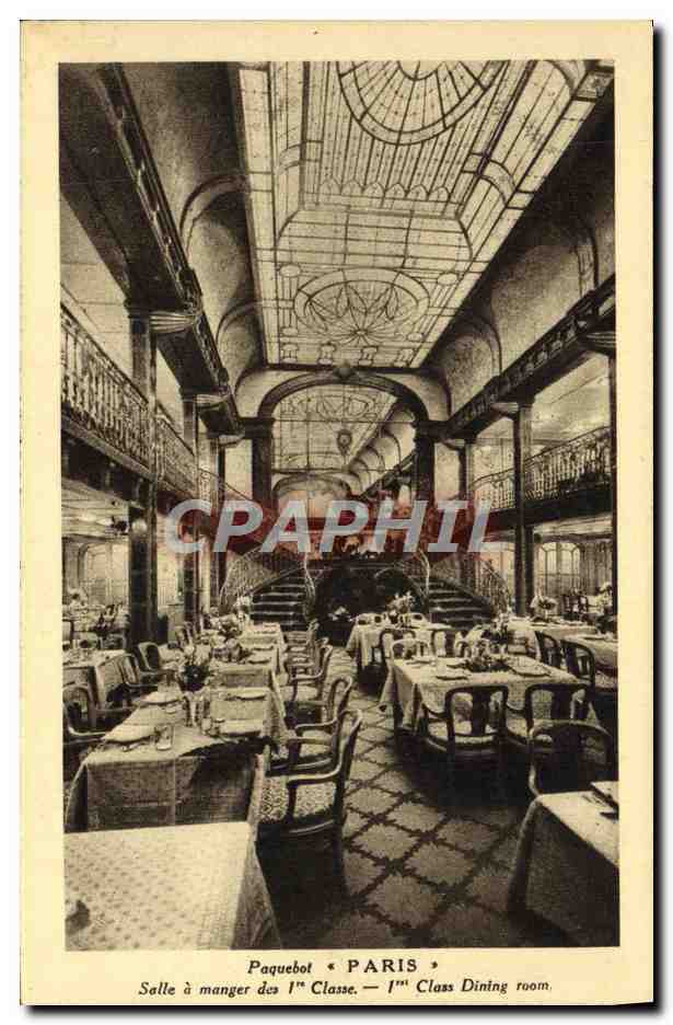 Salle à manger 1re Classe — Paquebot « PARIS » — Cie Générale Transatlantique