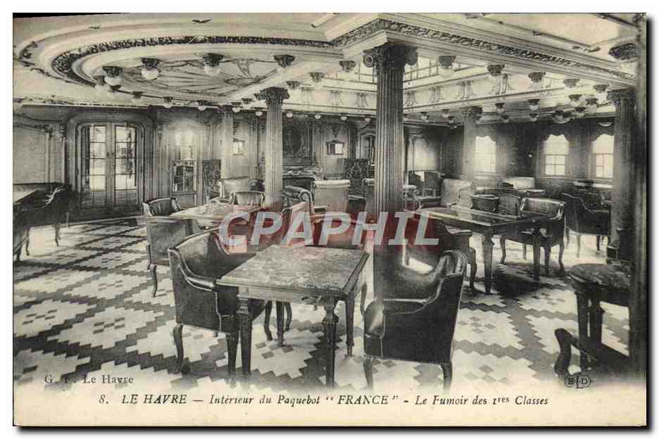Le Havre — Intérieur du Paquebot "FRANCE" — Le Fumoir des 1ères Classes