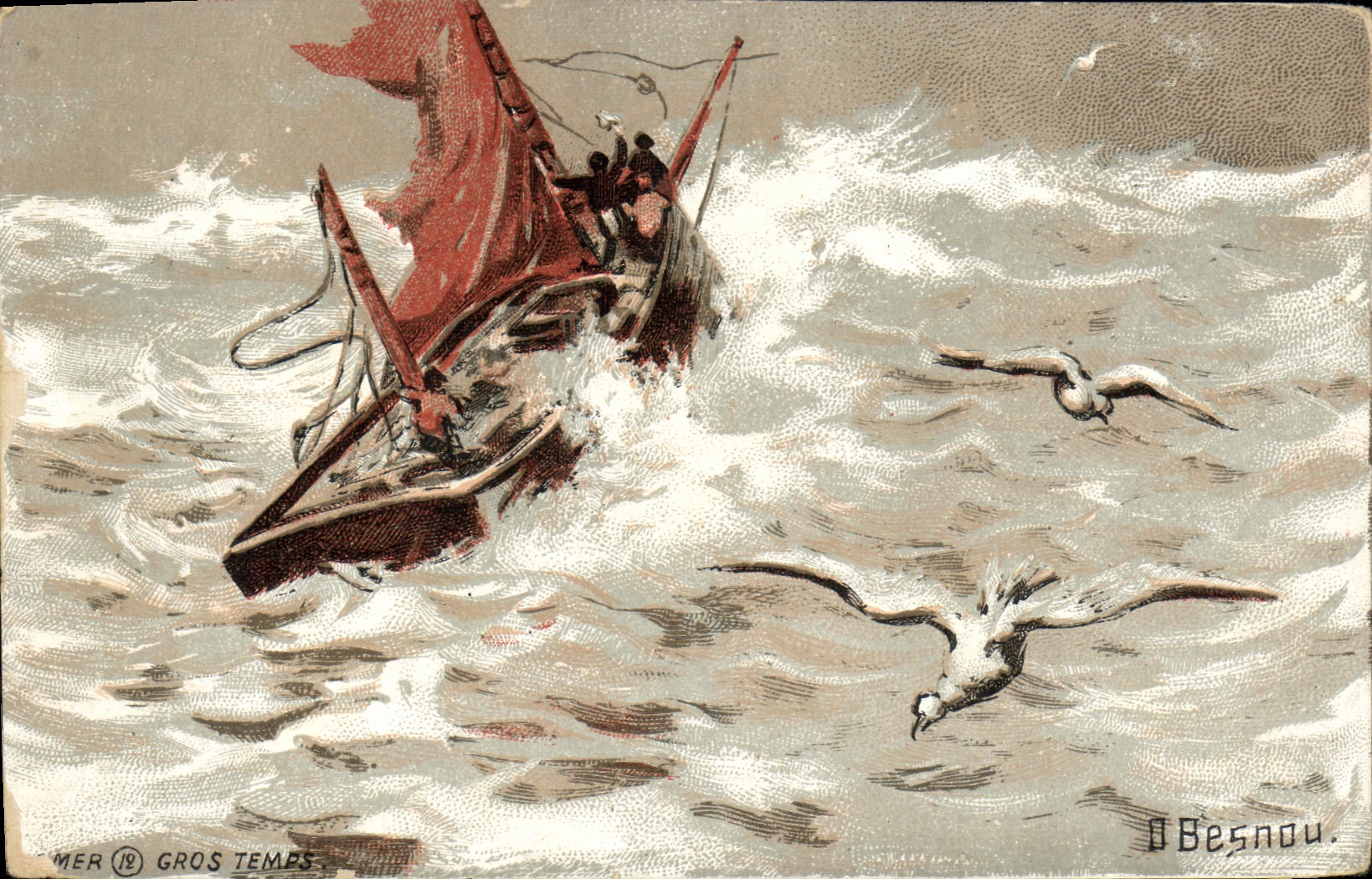 CPA Bateau Canot de sauvetage Mouette Besnau 