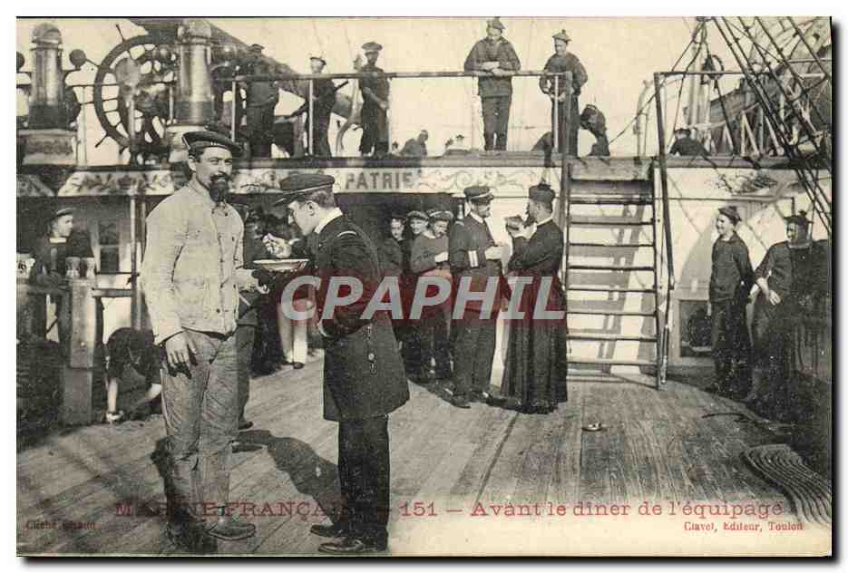 CPA Marine Bateau Avant le diner de l'equipage 