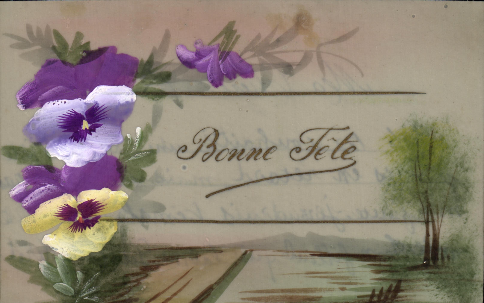 CPA Fantaisie Fleurs (decor a la main)