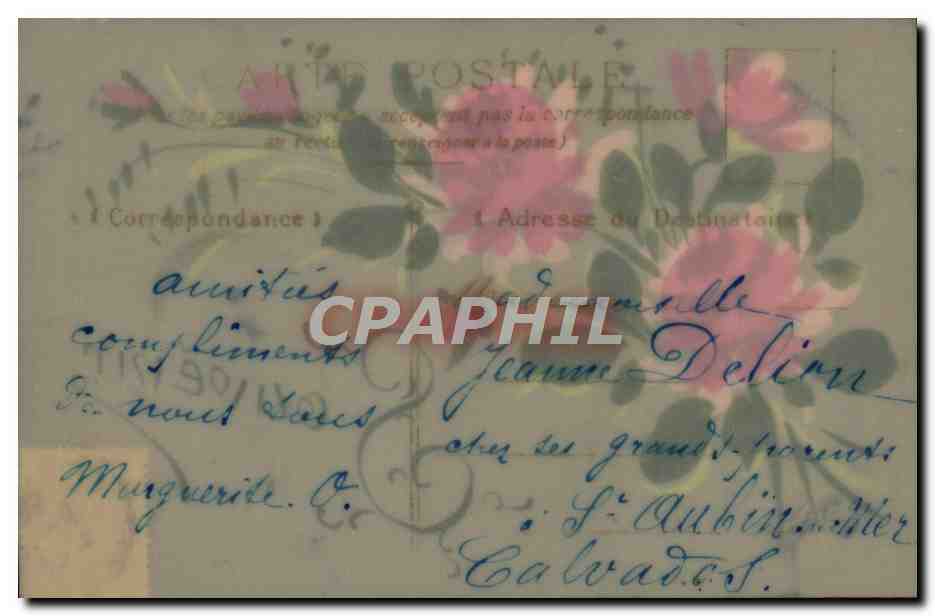 CPA Fantaisie Fleurs (decor a la main) — Verso